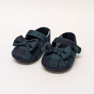 Black Watch Tartan Baby shoes with bow