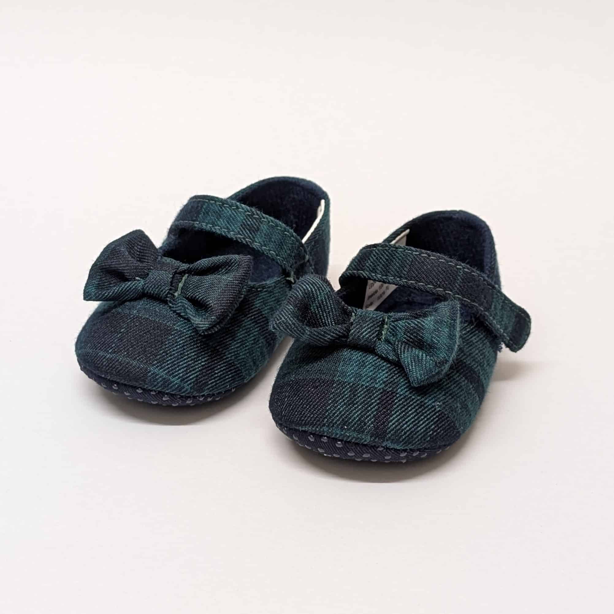 Black Watch Tartan Baby shoes with bow