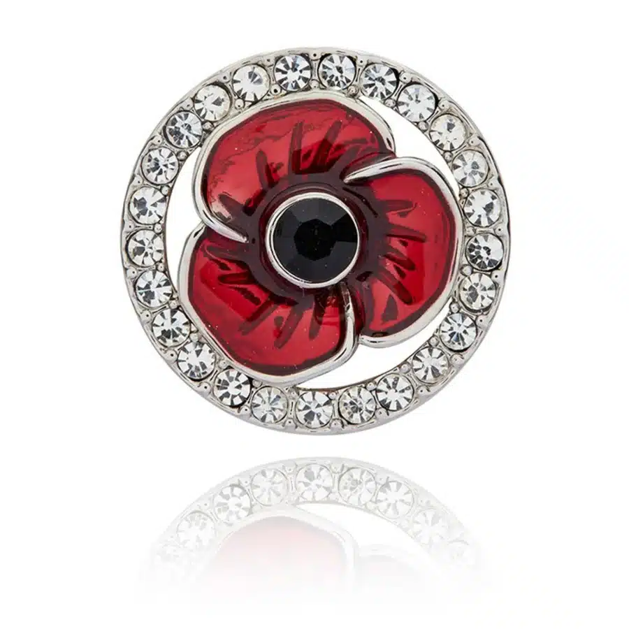 Framed poppy brooch