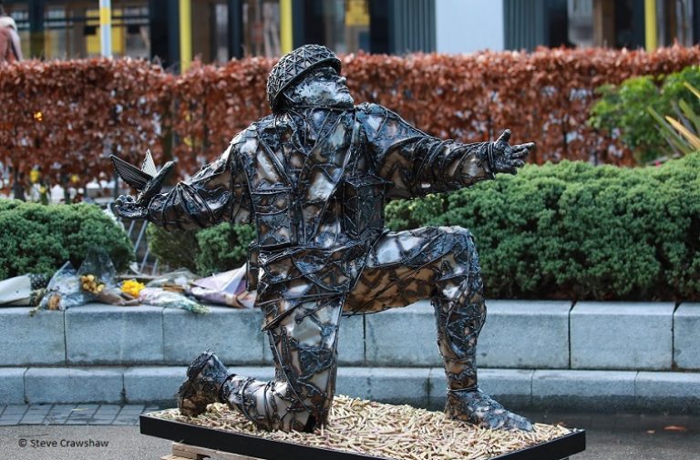 sculpture made of steel rods and steel sheets to commemorate those who lost their lives during the D-Day Landing