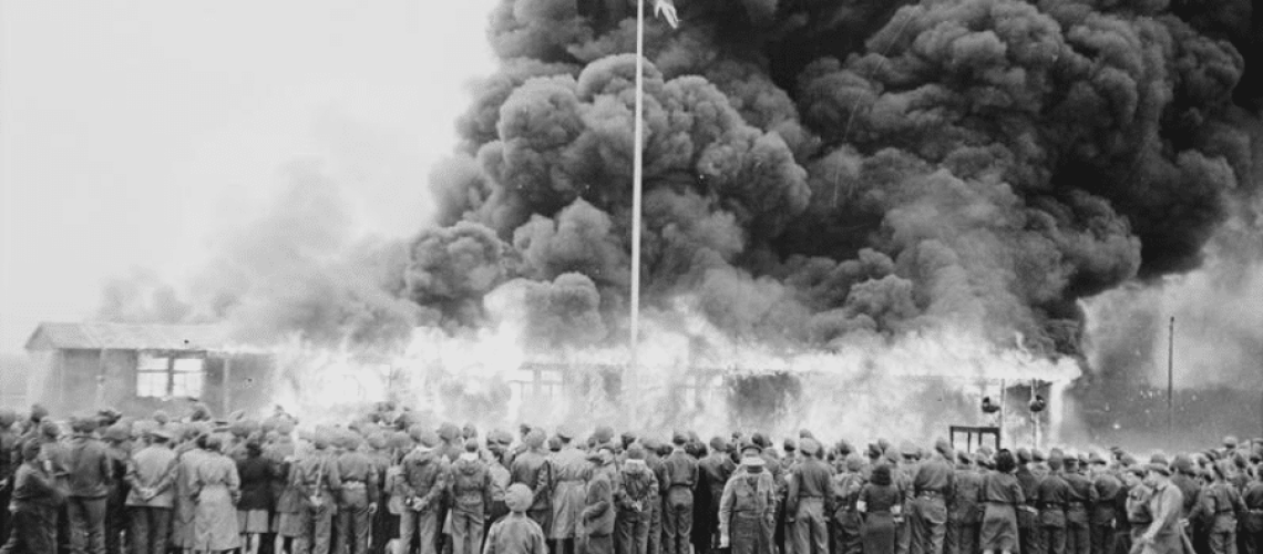 The burning of Belsen Concentration Camp